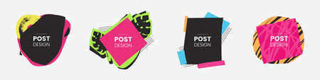 Collection of banner in collage style. Colorful decorative text message shapes. Set of abstract...