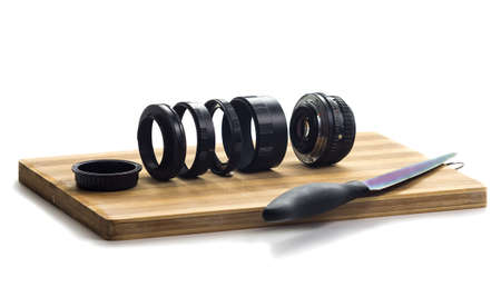 still life macro lens cut with a knifeの写真素材