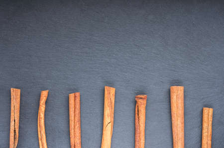 pattern the cinnamon top view copy space on the top on slateの写真素材