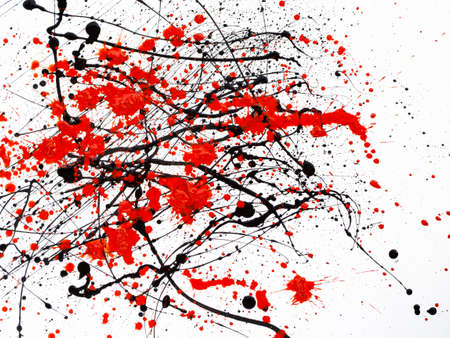 Red and black Paint Drips on White background. expressionismの写真素材