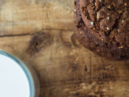 milk oatmeal cookies on wooden background.の写真素材