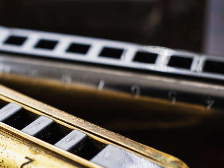 musical instruments vintage harmonics diatonic and chromatic.の写真素材