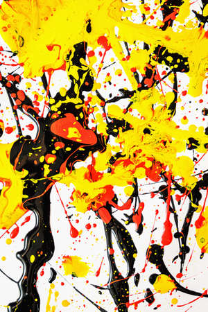 Abstract expression colorful splash background. bright Watercolor background illustration. dripping technique.の写真素材