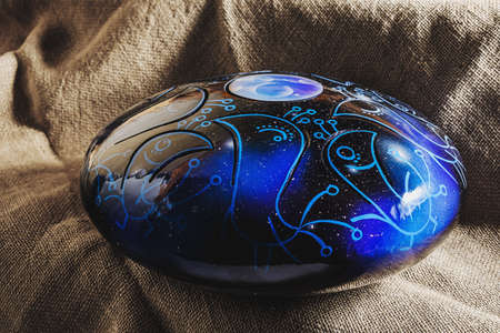 colors steel Tongue Drum, Vadjraghanta, Tank Drum for Sound Waves Therapy and Meditation, Healing....