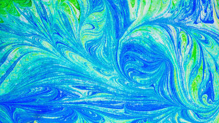 abstract stains of paint. trendy blue turquoise green yellow. flowers.の写真素材