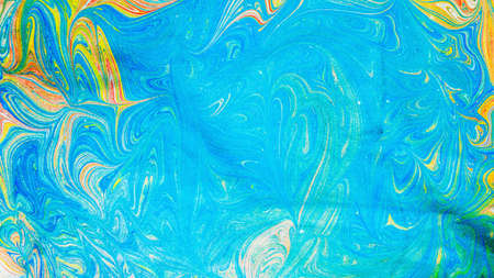 abstract stains of paint. trendy blue turquoise green yellow. flowers.の写真素材