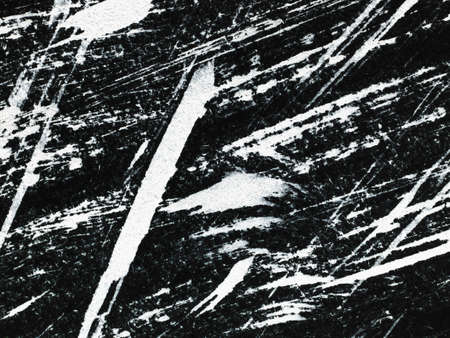 Patterns of white paint from a brush on a black backgroundの写真素材