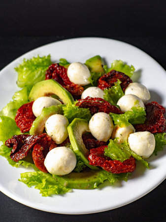 Italian salad with sun-dried tomatoesの写真素材