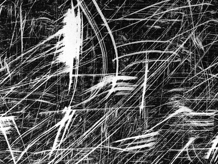 Intricate lines create an abstract design in stark black and white, showing scratches and patterns that evoke depth and movement, ideal for modern art enthusiasts.の写真素材