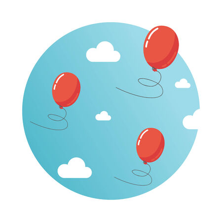 Balloons in the sky. Concept of freedom and team workingのイラスト素材