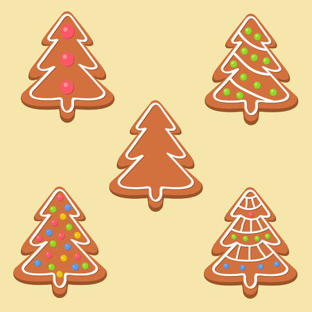 Christmas cookies with different decorations over light backgroundのイラスト素材