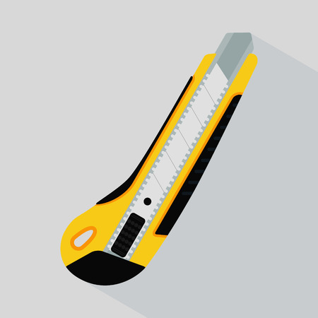 Cutter knife (office plastic paper knife) in flat colors design with shadowのイラスト素材