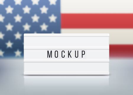 Mockup for Elections, Memorial Day, 4th of July or Labour Day. White lightbox with customizable design. Vector illustration.のイラスト素材