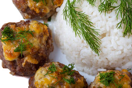Fried cutlet with  cucumber and dill on a plate