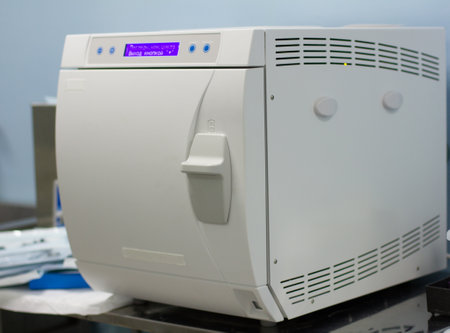Equipment for sterilization of surgical, dental and endoscopic instruments. Sterilizer equipment designed to clean and sterilize instruments with high temperature and pressure.の写真素材