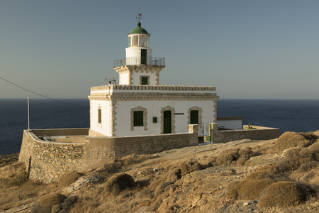 An old lighthouse building in Serifos island, Greeceの写真素材