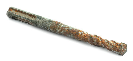 An old drill bit on a white backgroundの写真素材