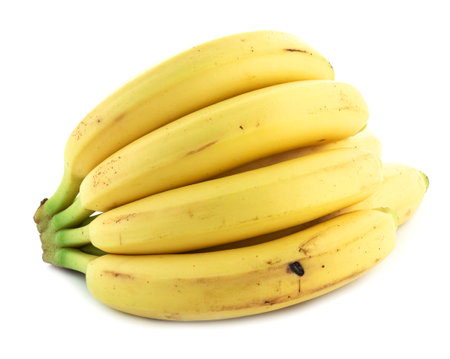 Yellow bananas on a white backgroundの写真素材