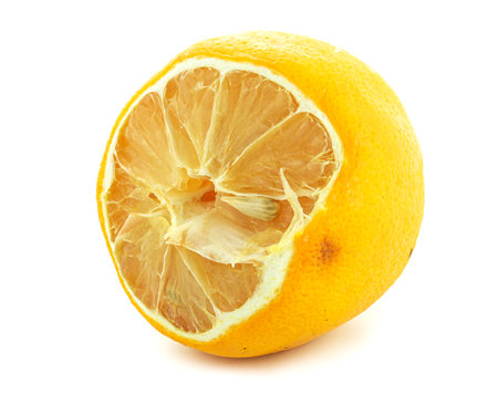 Dried cut lemon on a white backgroundの写真素材