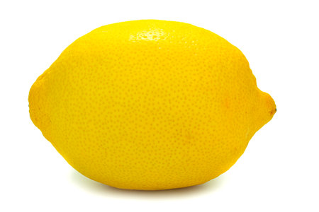 Yellow lemon isolated on a white backgroundの写真素材