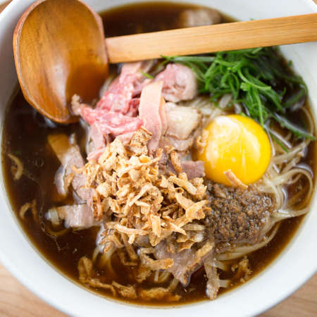 Beef Pho. Smoked Rare Brisket
Crispy Shallot, Scallion, Roasted Garlic Sauce and Rice Noodles at Cantiin in Bridgeport, Connecticut. Photo by Lisa Wiltse for The New York Timesの写真素材