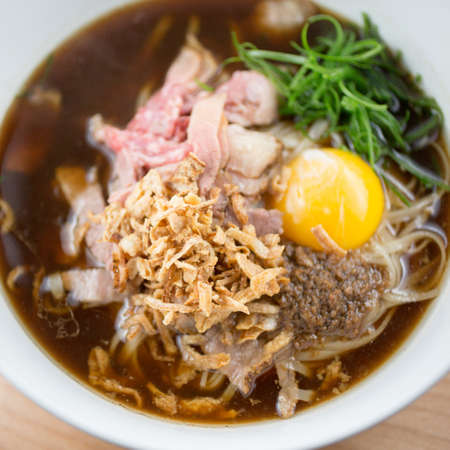 Beef Pho. Smoked Rare Brisket
Crispy Shallot, Scallion, Roasted Garlic Sauce and Rice Noodles at Cantiin in Bridgeport, Connecticut. Photo by Lisa Wiltse for The New York Timesの写真素材