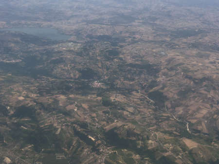 Aerial views from an airplane over Campania, Italyの写真素材