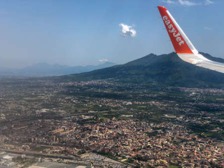 JUNE 2018 - ITALY: flying in a plane of the airline "easyjet".のeditorial素材