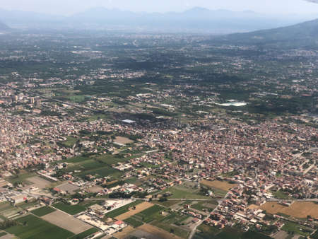 Aerial views from an airplane over Campania, Italyの写真素材