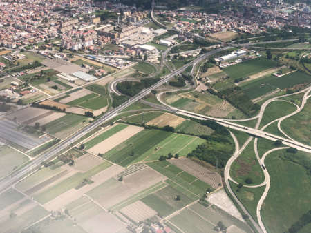Aerial views from an airplane over Campania, Italyの写真素材