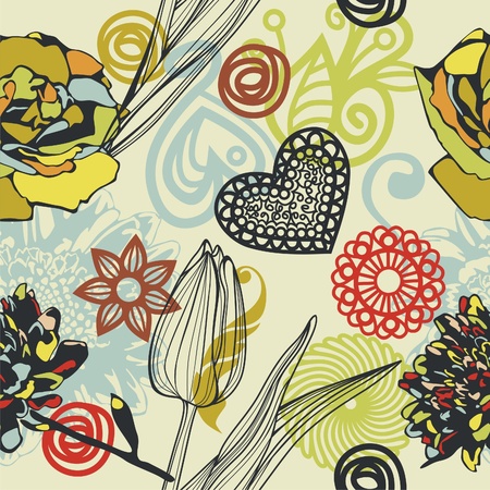 vector texture consist of colorful flowers  Vector illustrationのイラスト素材