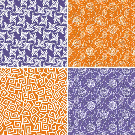 Vector set of floral textures. Vector illustration.のイラスト素材