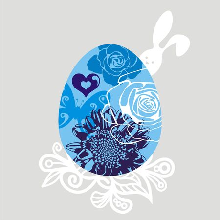 greeting card with egg which consist of flowers.のイラスト素材