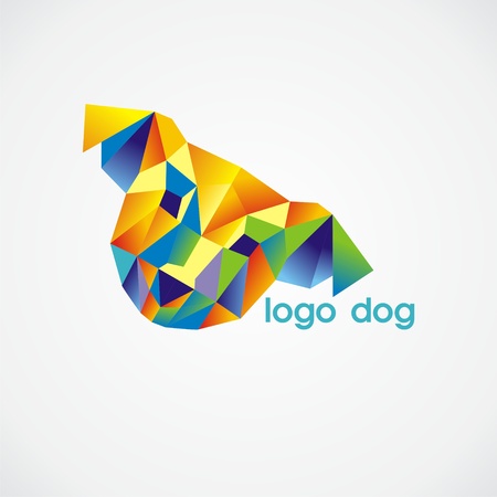 vector logo dog consist of colorful triangles. Vector illustration.のイラスト素材