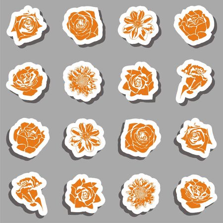 vector floral icons on grey background. Vector illustrationのイラスト素材