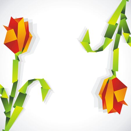  origami flowers on white background.  illustrationのイラスト素材