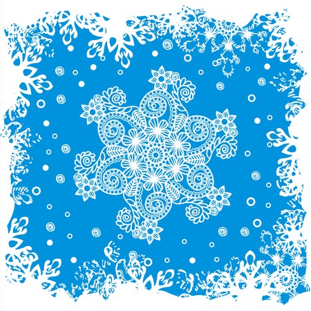 white snowflake on blue background. Vector illustrationのイラスト素材