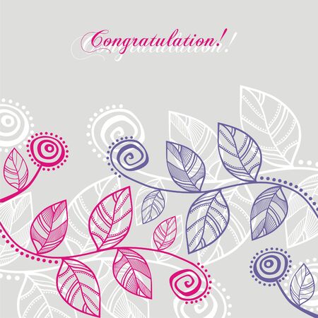 Pink and violet leaves on grey background. Vector illustration.のイラスト素材