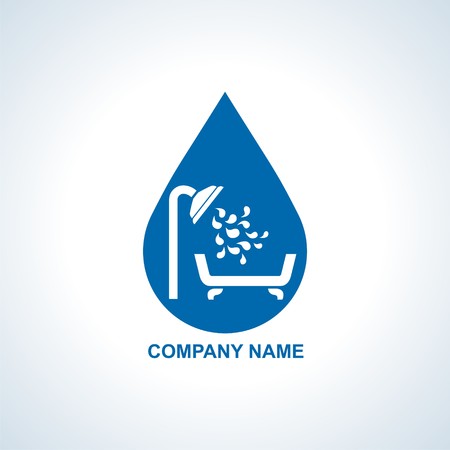 Simple icon of bath with shower.  Label design.のイラスト素材