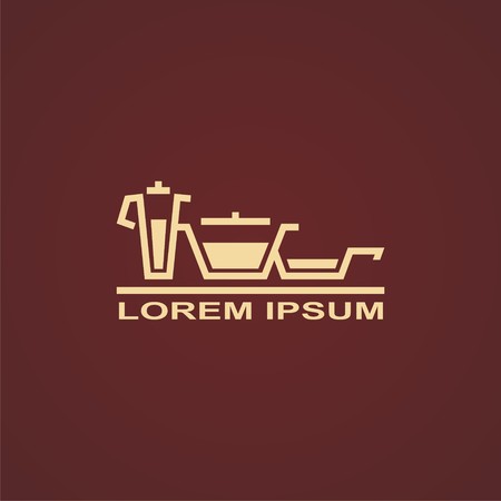Simple icon of kitchen equipment.  Label design.のイラスト素材