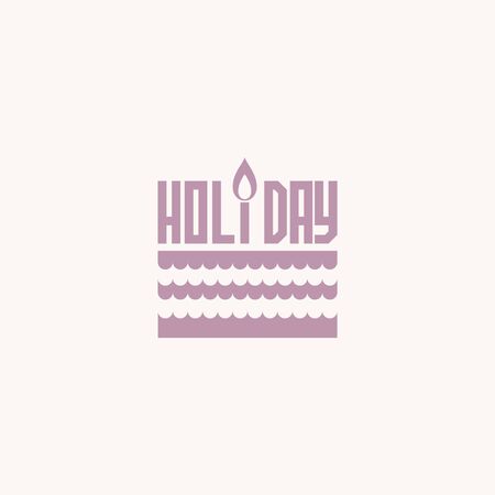 cake with candle. Image for restaurant menu or for bakery company. Label design.