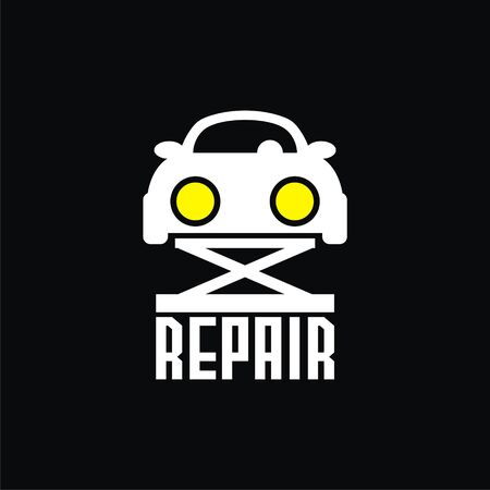 logo with car on the lift. のイラスト素材