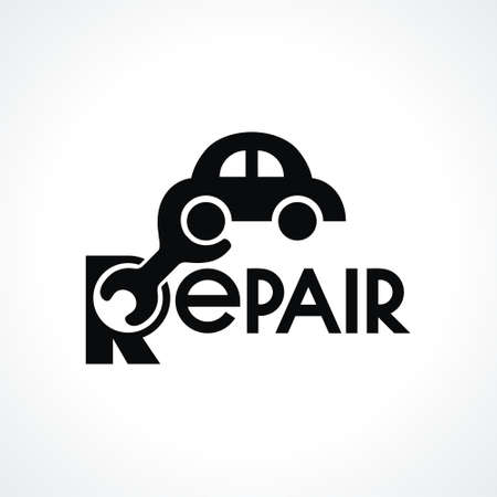 logo with spanner and car.のイラスト素材