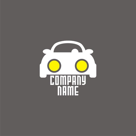 logo with car and bright headlights. のイラスト素材