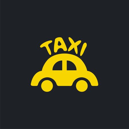 logo with car and Taxi text. Logo for taxi company. Vector Illustration.のイラスト素材