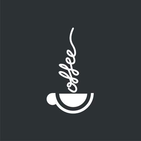 logo with cup of hot coffee. Modern Icon for company brand. Vector Illustration.のイラスト素材