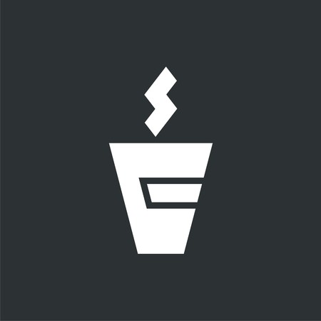 logo with cup of hot coffee. Modern Icon for company brand. Vector Illustration.のイラスト素材