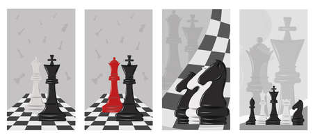 background for social stais - chess in black and white using chess piecesのイラスト素材