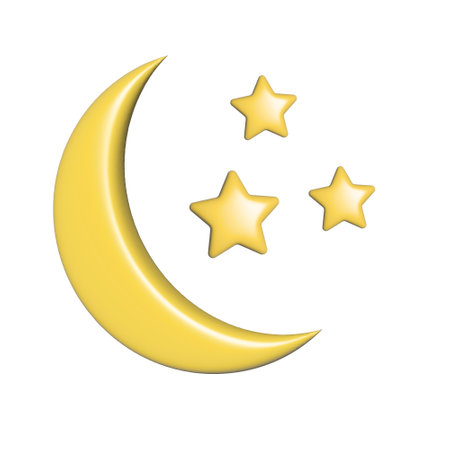 3d moon and star for design, printing, social networksの写真素材
