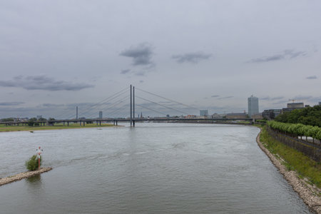 Bridge over the Rhine in Duesseldorf, Germanyの写真素材